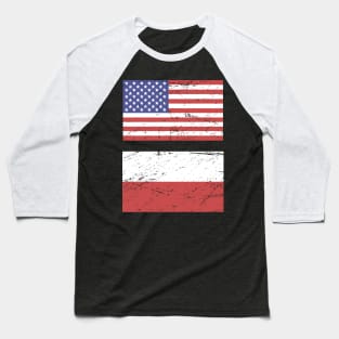 United States Flag & Poland Flag Baseball T-Shirt